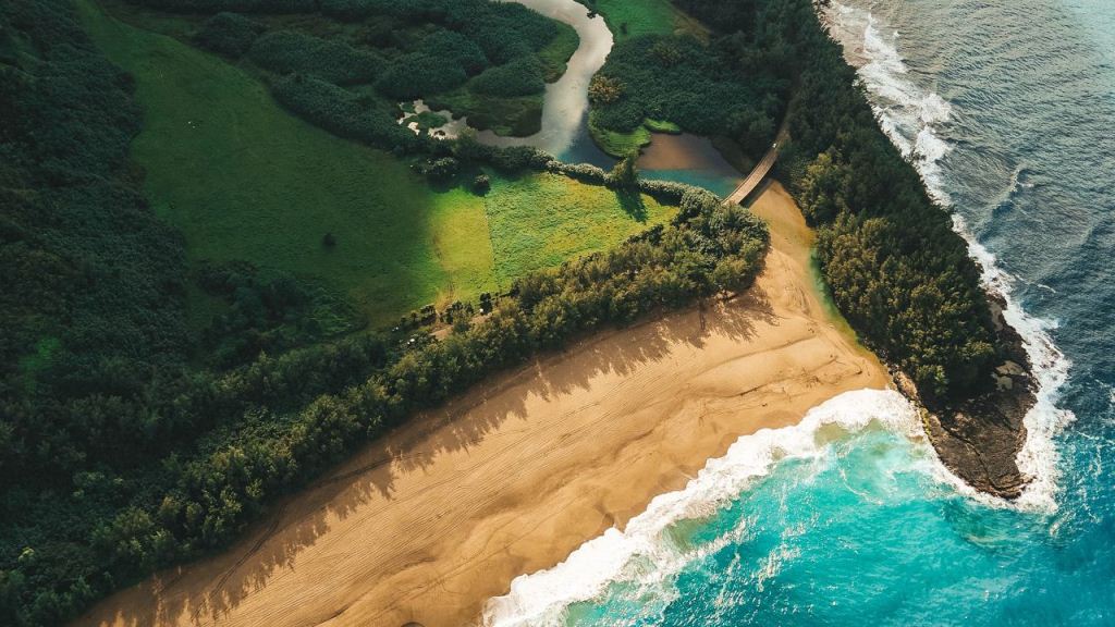 Wallpaper Ocean Beach Aerial View