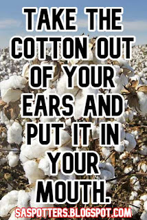 Take the cotton out of your ears and put it in your mouth.