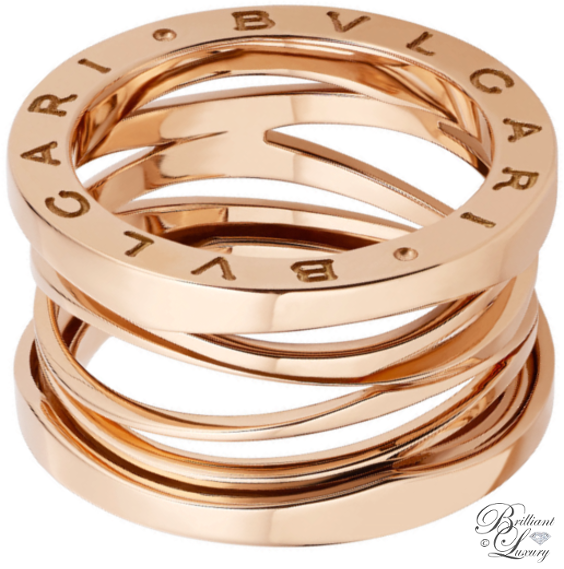 ♦Bvlgari B.zero1 Design Legend by Zaha Hadid 4-Band 18k rose gold ring #bvlgari #jewelry #brilliantluxury