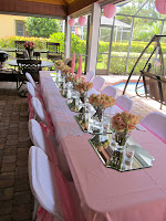 bridal shower table setting with flowers