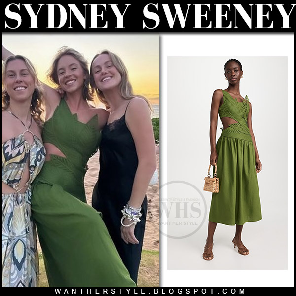Sydney Sweene in green cutout dress
