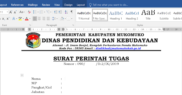 Surat Perintah Tugas Menjadi Admin  SEMUA SURAT