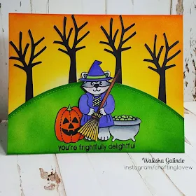 Sunny Studio Stamps: Halloween Cuties Raccoon Witch Card by Waleska