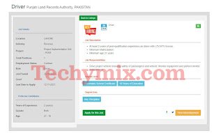 Most Recent Driver Jobs In Board of Revenue Lahore 2023 Apply Now -Techymix