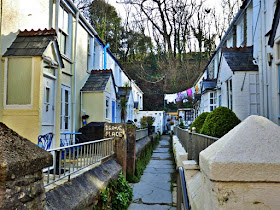 Narrow lane of houses in Padstow, Cornwall