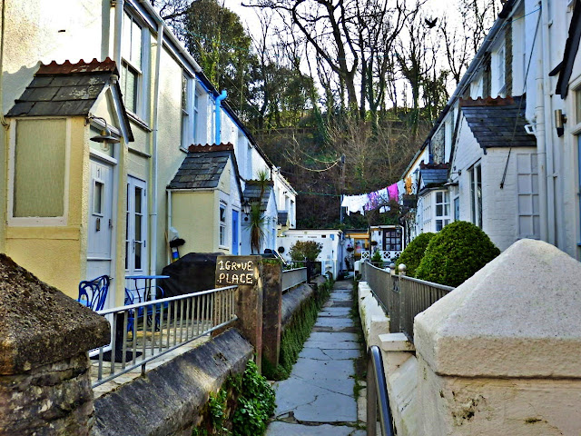 Narrow lane of houses in Padstow, Cornwall