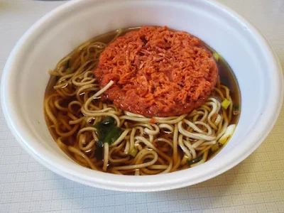 完成！ ニュータッチ「名代 富士そば 紅生姜天そば」カップ麺