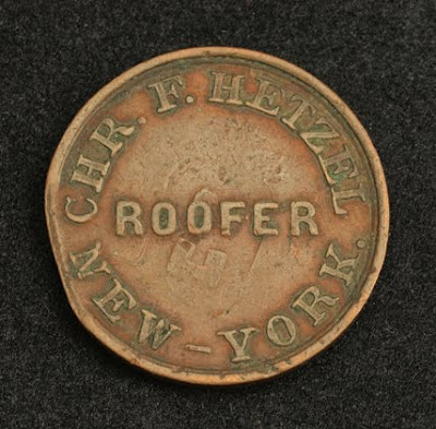 New York Store Card Civil War Merchant Token Roofer