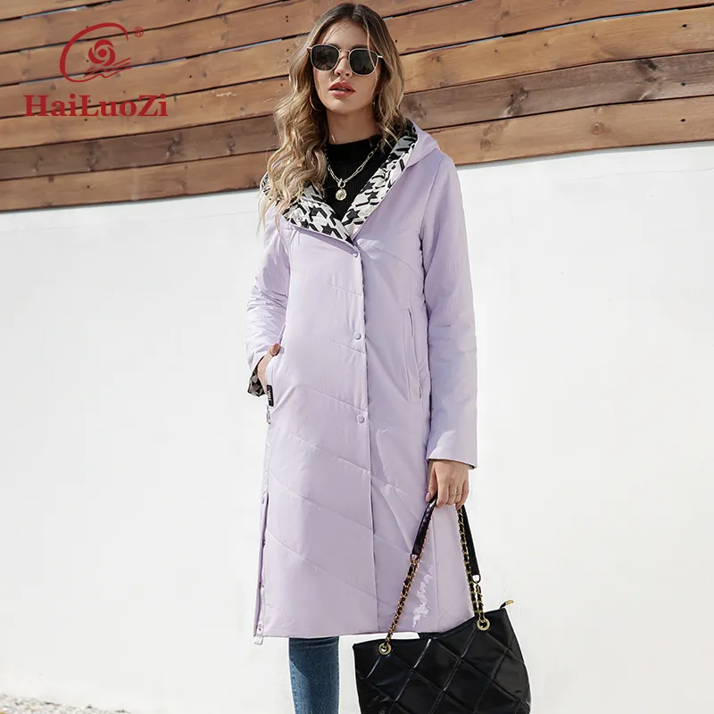 HaiLuoZi 2023 New Spring Women Jackets with a Belt Quilted Elegant Long ...