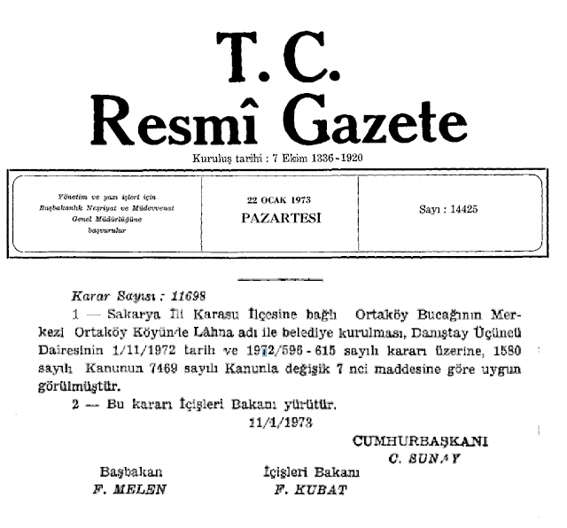 Kocaali Ortaköy (Lahna) Beldesi Ne Zaman Belediye Oldu?