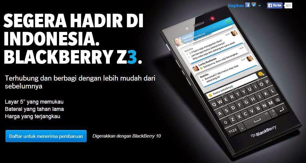 Spesifikasi dan Harga BlackBerry Z3 Terbaru 2014