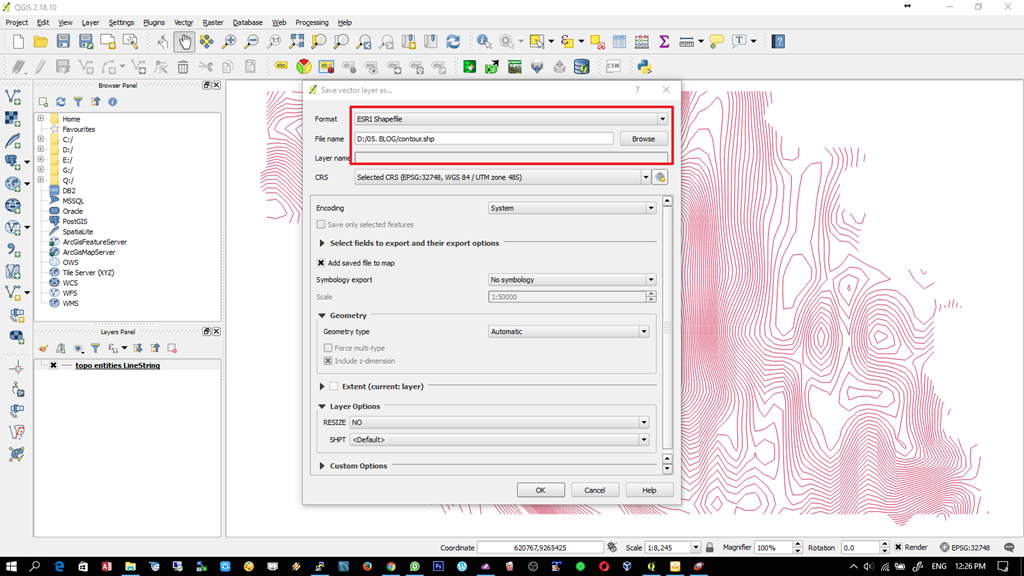 export dxf to shp on qgis