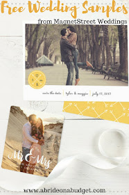 Deciding on your wedding stationery? You can get free wedding samples from MagnetStreet Weddings. Head over to www.abrideonabudget.com to find out how.