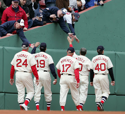 Members of the'67 Red Sox were saluted at today's Opening Day 