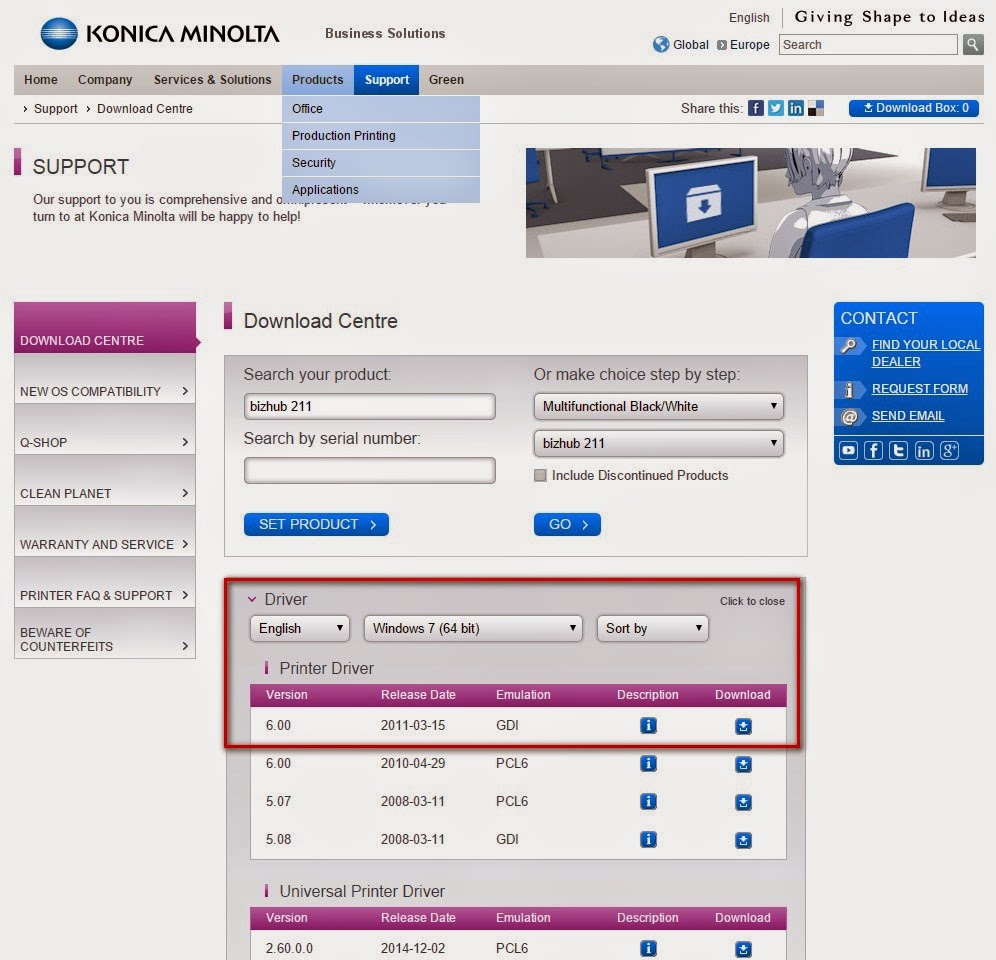 ...and IT works: How to install Konica Minolta Bizhub 211 printer on Windows 8.1 64 bit, if the ...