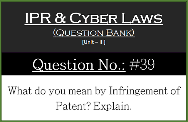 What do you mean by Infringement of Patent? Explain.
