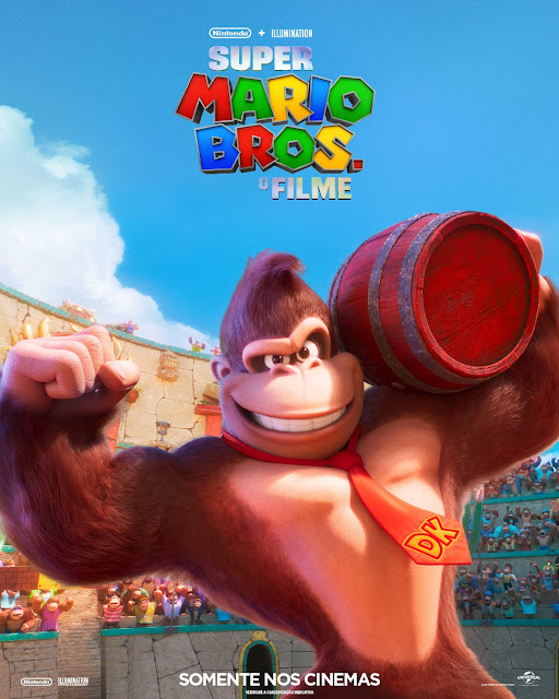 Pôster de Super Mario Bros.: O Filme destacando Donkey Kong
