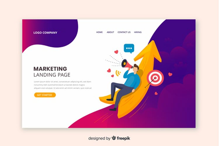 Flat Marketing Landing Page Template Free Vector