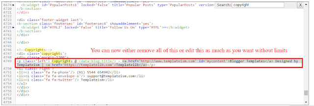 Removing copyright by deleting java method 3 Templateism tempate