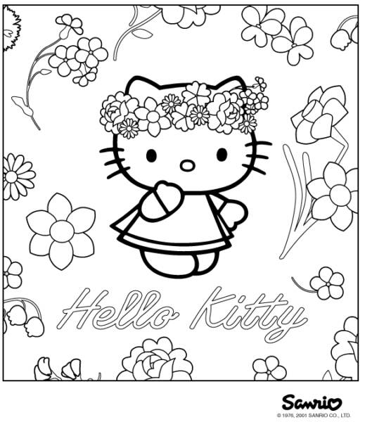 flower coloring pages for girls. Hello Kitty Coloring Pages.
