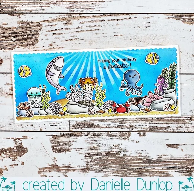 Sunny Studio Stamps: Fintastic Friends Ocean View Customer Card by Danielle Dunlop