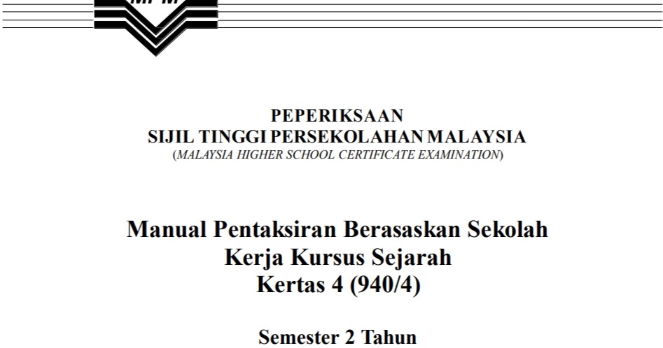 Contoh Tajuk Kerja Kursus Sejarah STPM 2020 (Jadual 