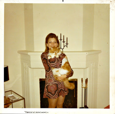 Amber the Cat (and Lena Vasilev) on Beverly Street in Merced Heights in the early 1970's