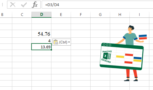 كيفية القيام بعملية القسمة في برنامج مايكروسوفت Excel