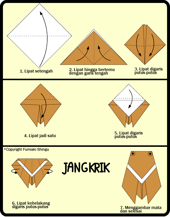 Cara Membuat Origami  JANGKRIK Untuk  Anak