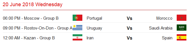 FIFA world cup Russia 2018 Fixture Bangladesh Time