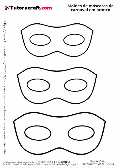 máscaras de carnaval em branco para imprimir