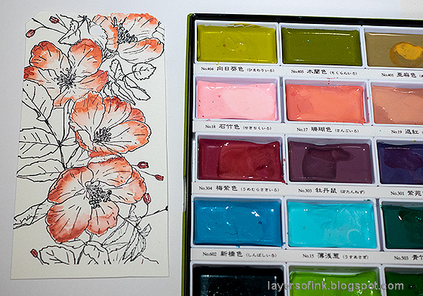 Layers of ink - Wild Rose Watercolor Tag Tutorial by Anna-Karin Evaldsson. Paint with Zig Kuretake Gansai Tambi Watercolors.