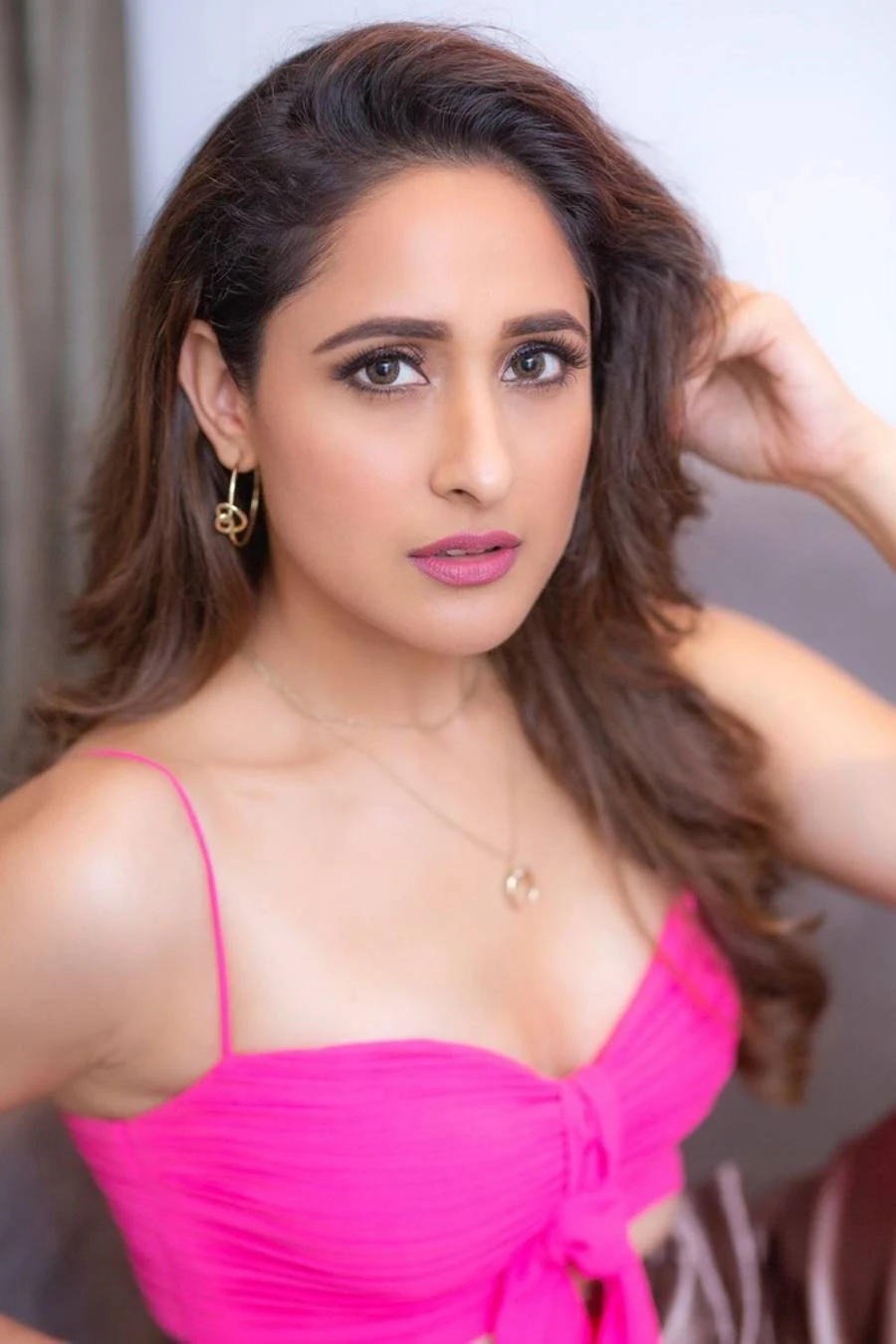 South Indian Girl Pragya Jaiswal Photoshoot In Hot Pink Top