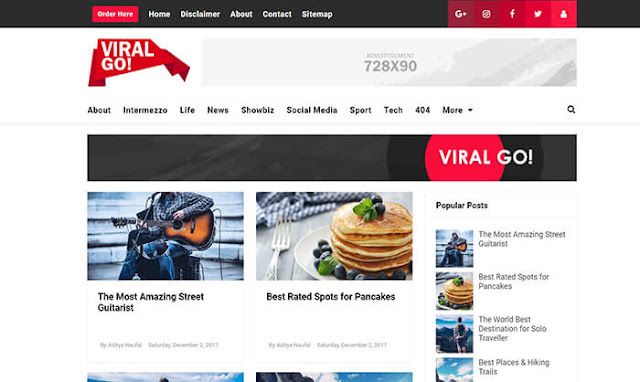  Viral Go blogger template is one of the best theme that comes with professional design Viral Go Blogger Template