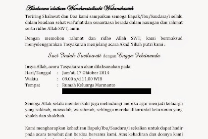 Contoh Surat Undangan Pengajian Sebelum Pernikahan