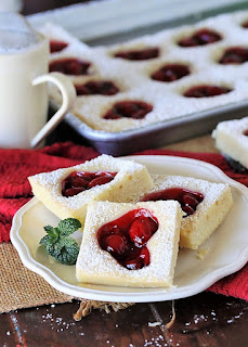Holiday Cherry Squares On a Dessert Plate Image