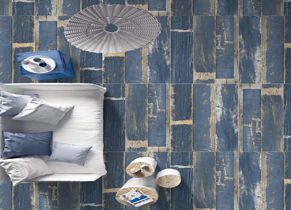 Blue porcelain tile