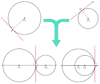 2円の共通接線は中心を通る直線に対し垂直