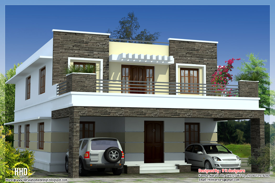 3 bedroom modern flat roof house - Kerala home design and 