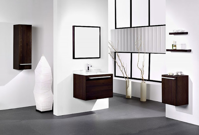 Wall Mount Solid Wood Vanity which is Made from Wooden Material and Silver Stainless Handle