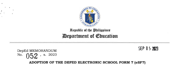 Download Official DepEd Electronic School Form 7 (eSF7) for School Year 2023-2024