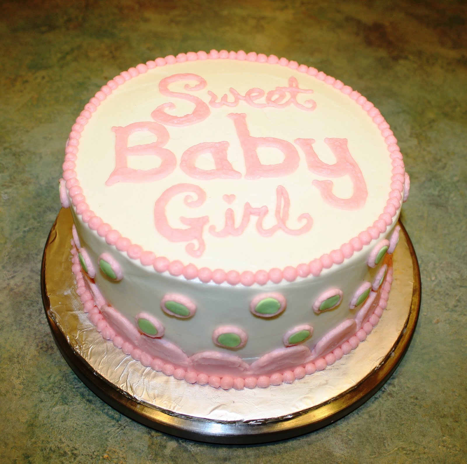 Pink & Green Baby Shower Cake