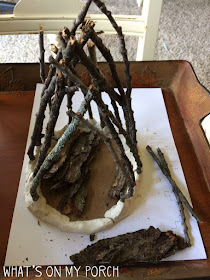 Fairy house with clay and twigs