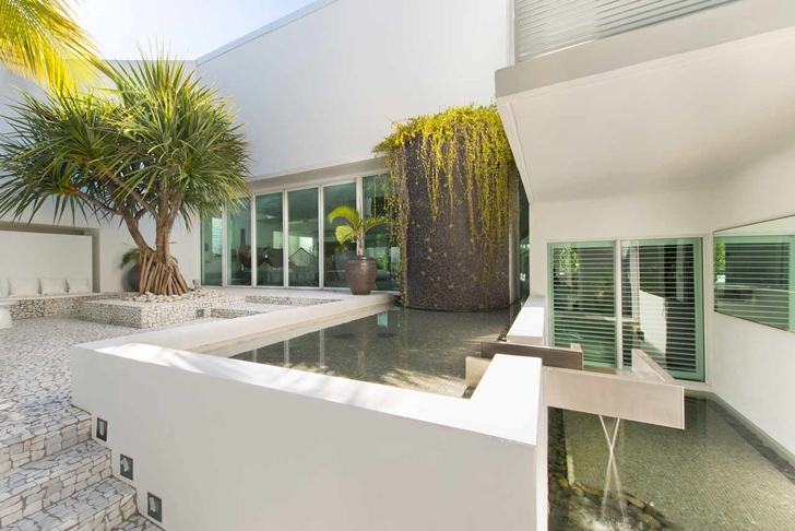 Pond in the Modern mansion in Miami