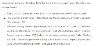 Tarif pajak import barang di shopee