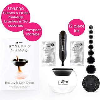 STYLPRO Original Gift Set Kit: Electric Makeup Brush Cleaner and Dryer Machine with 8 Brush Collars, Brush Cleanser - Fast, Automatic Spinning Brush Cleaner