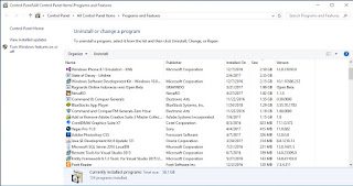 Mengosongkan hard disk dengan menghapus aplikasi melalui programs and features