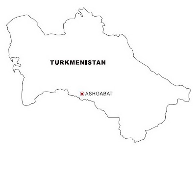 Mapa de Turkmenistán para colorear