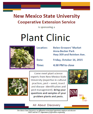 Advertising flyer for the Belen Growers' Market Plant Clinic