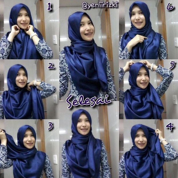 Tutorial Hijab Satin dan Sifon untuk Hari Raya Idul Fitri 2016  Kumpulan Contoh Kreasi Hijab 